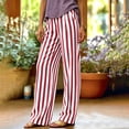thumbnail image 5 of Mifsaly Striped Linen Pants Women High Waisted Wide Leg Summer Pant Lightweight Loose Fit Casual Beach Vacation Outfits with Pockets 2026 Red,M, 5 of 9