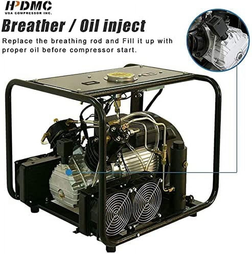 HPDAVV High Pressure Air Compressor 110V - 2.2KW / 3HP - 2.1CFM @ 4500psi PCP Paintball Fill Station & Charging System, an Oil Water Separator for Free
