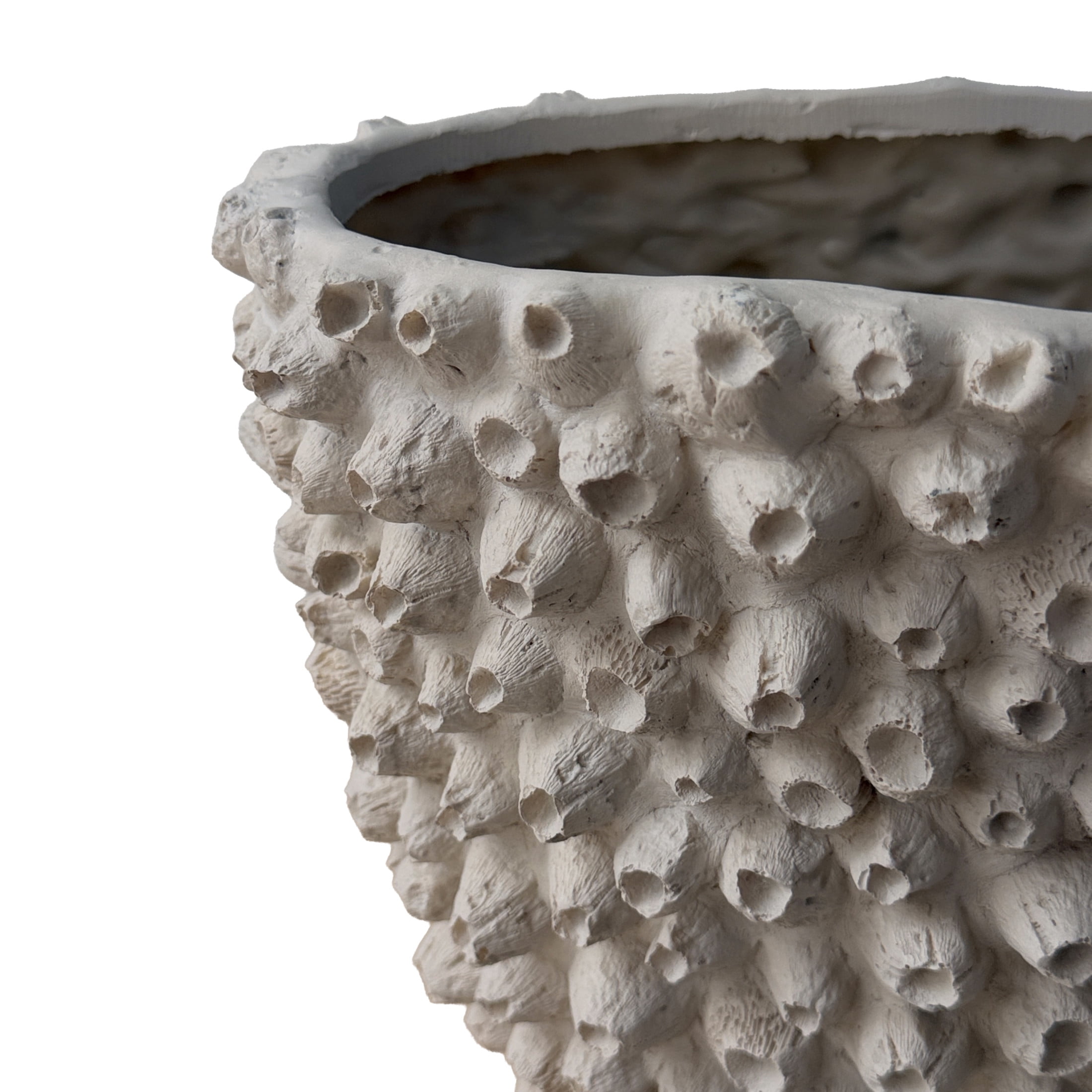 DecMode 10" Coral Textured Beige Polyresin Vase