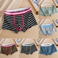 thumbnail image 6 of CENL Men Underwear Cotton Boxer Briefs Sexy Lingerie U Convex Underpants Striped, 6 of 9