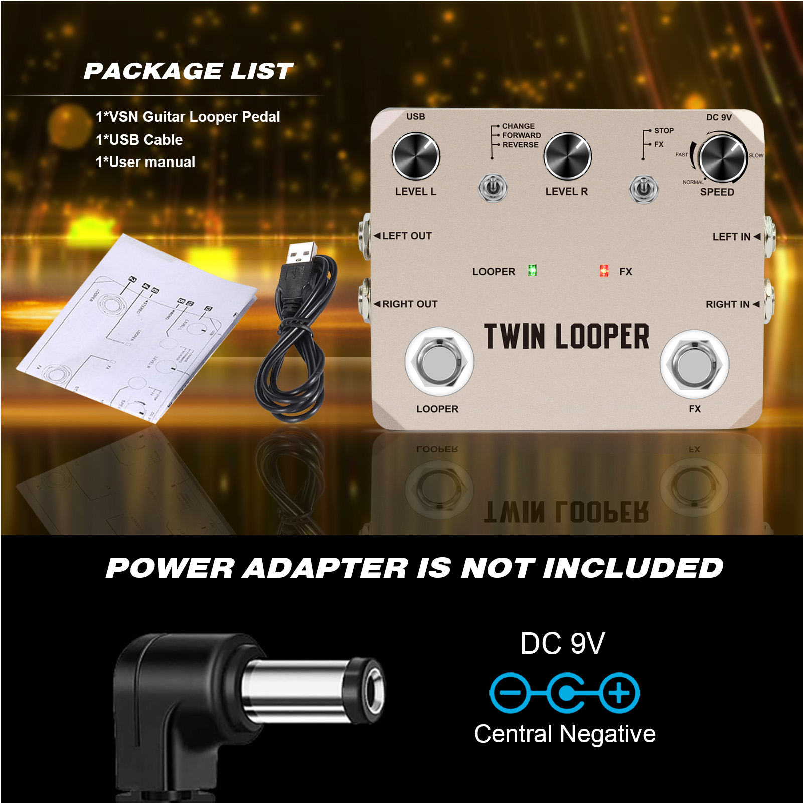 Rowin Guitar Looper Pedal With 2 Footswitch 11 Playback Types 10-Minute Recording 24-Bit Sampling Zinc Alloy Guitar Loop Station Pedal For Electric Guitar Effects
