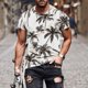 thumbnail image 2 of Camisetas de Manga Larga para Hombres Imprimir Fallow Cuello Redondo Camiseta, Moda Casual Manga Corta Mezcla de Algodón/Lino, 2 of 7