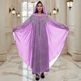 thumbnail image 5 of Long Sleeve Shirts for Women, Muslim Dress for Women Loose Batwing Sleeved Hooded Beaded Embroidery Long Abaya Dress Kaftan Abayas Islamic Robe, 5 of 5