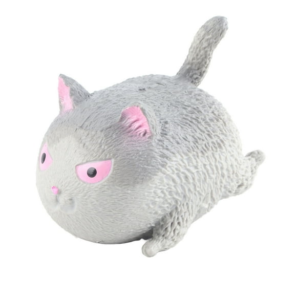 Angry Cute Cat Globe Toy Stress Relief Squeezed Present for Kids and Adults Gray, White, Yellow, Black Colors