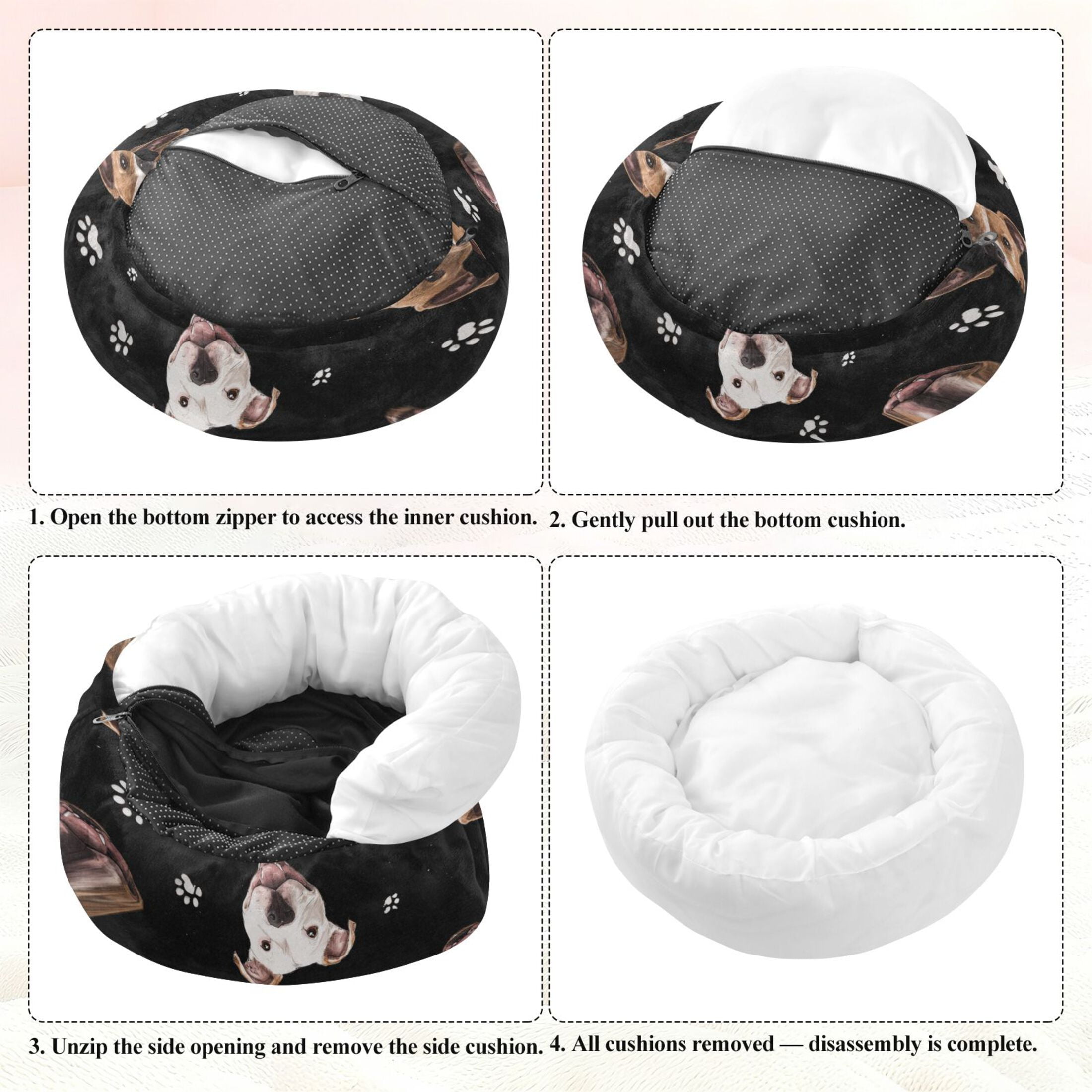 Iauyy Pet Couch Donut Cat Bed for Indoor Cats/Small Dogs Washable & Machine with Non-slip Bottom Calming Cat Furniture, Laugh Out Loud (M)