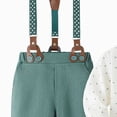 thumbnail image 5 of 9-12 Months Infant Baby Boy 3Pcs Long Sleeves Gentleman Outfit Clothes Sets With Hat 0 3 6 9 12 18 Months Formal Bowtie Romper Suspender Pants Wedding Dress Suits Newborn Outfits Set,Blue, 5 of 5
