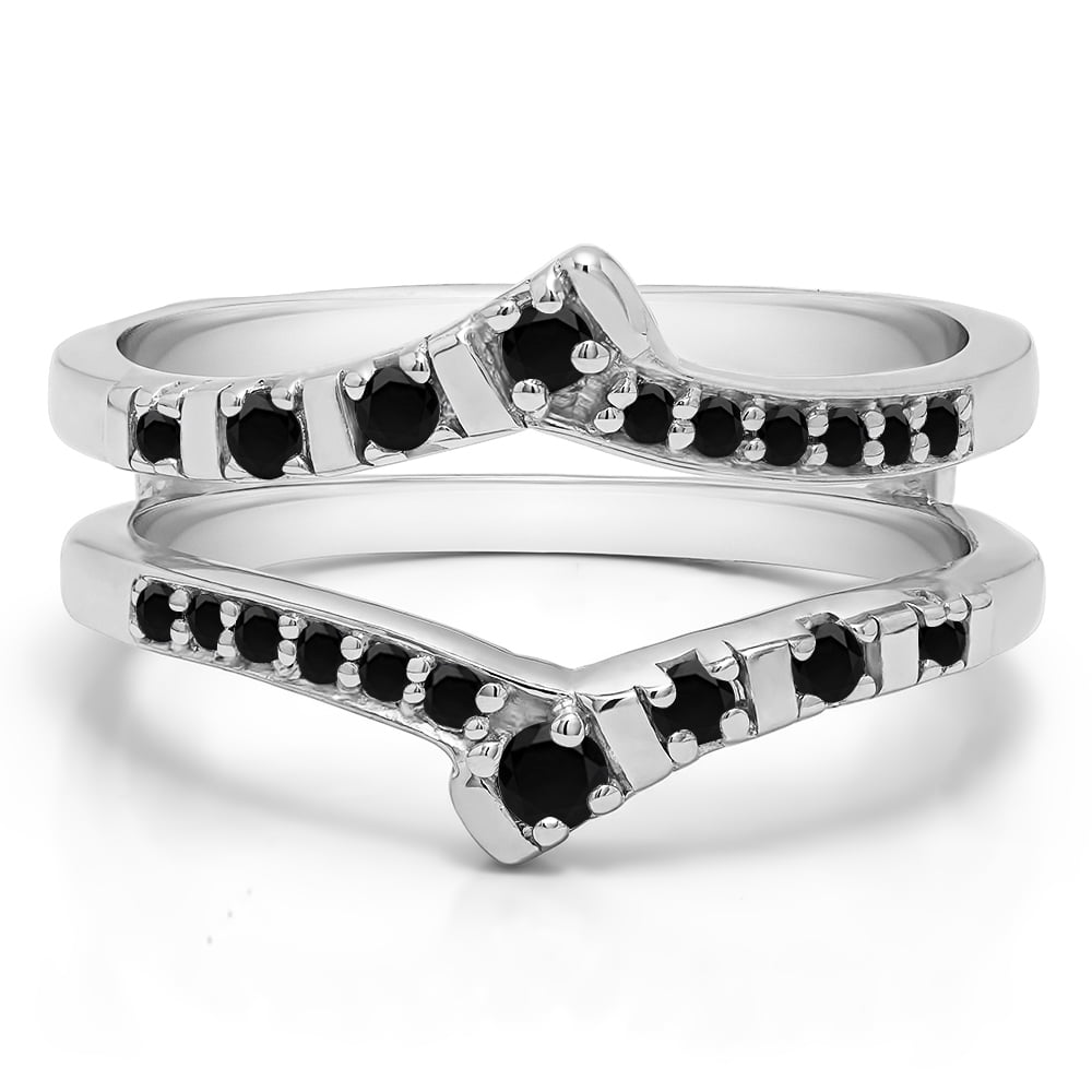 Bar Set Wedding Ring Guard in Sterling Silver (0.23ctw)