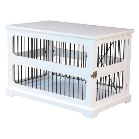 UPC: 0812482022490 | Merry Products Slide Aside Dog Crate and End Table Dog Kennel Dog Crate Furniture White Medium