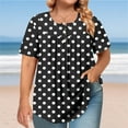 thumbnail image 2 of Liquidation de Hauts pour Femmes Grande Taille, Blouse d'Été à Manches Courtes pour Femmes, T-shirt Plissé à Boutons à Col Rond à Manches Courtes pour Femmes Grande Taille, 2 of 5