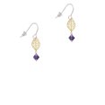 thumbnail image 2 of Delight Jewelry Purple Velvet Crystal Bicone Goldtone Leaf French Earrings, 2 of 4