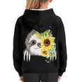 thumbnail image 6 of Xoenoiee Girls Hoodies Hooded Sweater Long Sleeve Top Pullover Hoodies with Kangaroo Pocket for Fall Winter Athleticwear for Kids, Sunflower Sloth Pattern, XL, 6 of 7