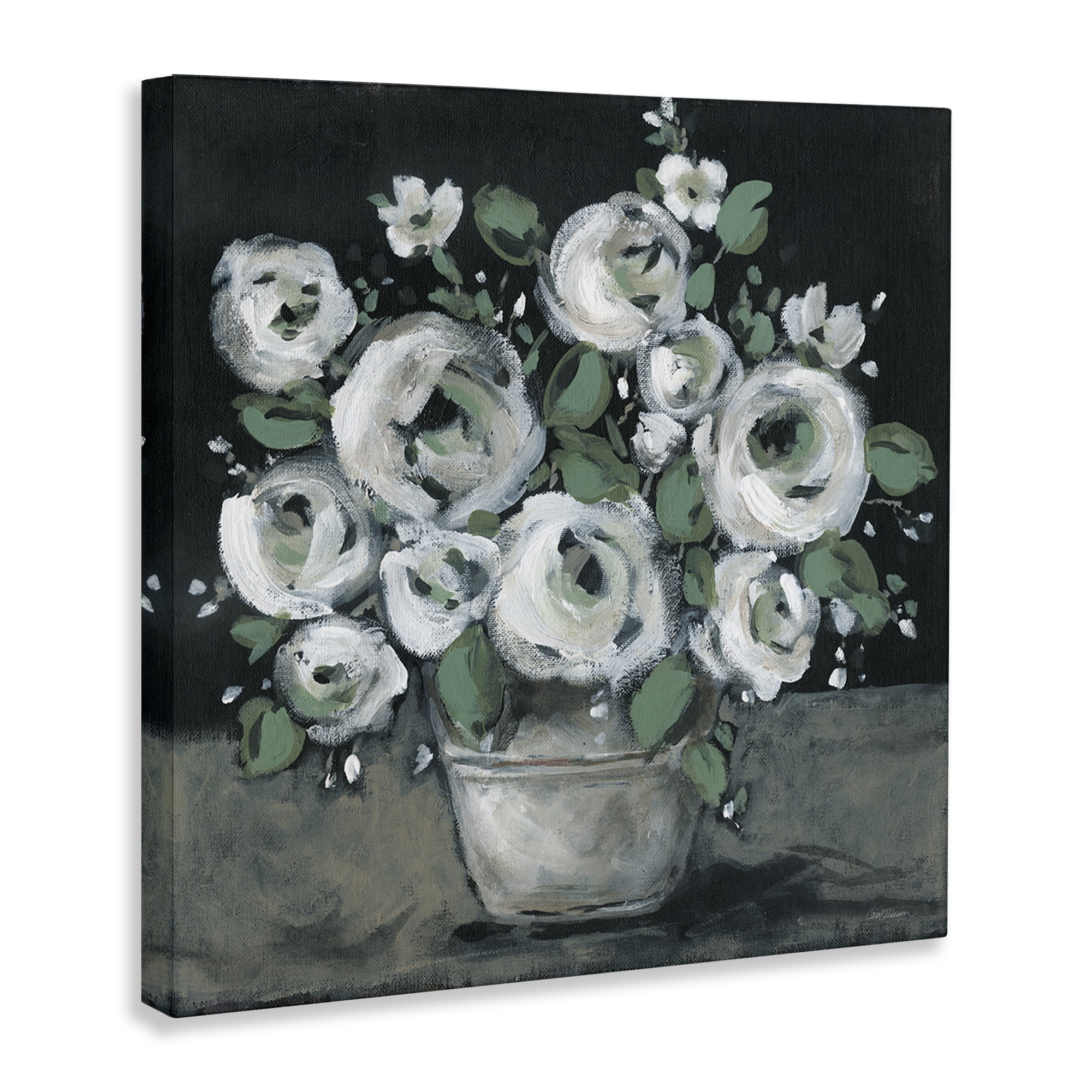 Stupell Industries Muted White Rose Bouquet Plants & Flowers Painting Wrapped Canvas Art Print Wall Art, 24 x 24