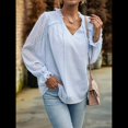 thumbnail image 4 of Blusa Informal de Verano para Mujer, con Lunares Suizos, Cuello en V, Larga, Holgada y Elegante, Ideal para Oficina. Azul L, 4 of 10