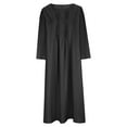 thumbnail image 4 of Breaise Plus Size Dresses for Women 2024 Summer Dresses Solid Scoop Neck Long Sleeve Shirts Dresses Basic Loose Fit Pockets Maxi Dresses Flowy Spring Summer Work Dresses Black S, 4 of 6