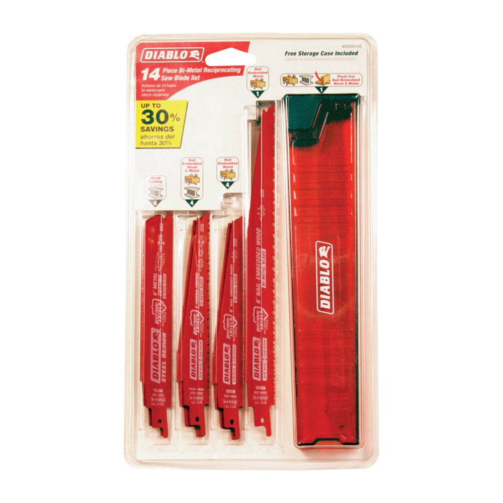 Diablo Assorted in. BiMetal Reciprocating Saw Blade Set Multi TPI 14