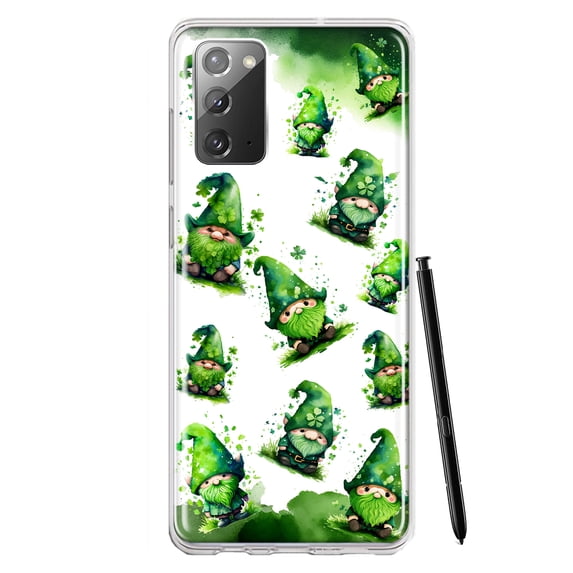 MUNDAZE Samsung Galaxy Note 20 Shockproof Clear Hybrid Protective Phone Case Gnomes Shamrock Lucky Green Clover St. Patrick Cover