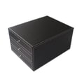 thumbnail image 2 of mueble de escritorio con cajón, de cuero, para oficina, con tres capas de almacenamiento de archivos (negro), 2 of 6