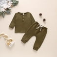 thumbnail image 2 of Fesfesfes Infant Baby Boys Girls Solid Long Sleeve Button Tops + Pants Outfit Set, 2 of 6