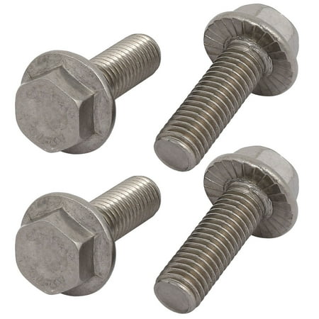 Unique Bargains 4Pcs M10 x 30mm Thread 304 Stainless Steel Hex Serrated Head Flange Screw Bolt