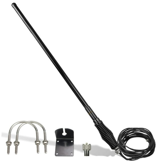 Retevis GMRS Mobile Antenna, Heavy Duty Fiberglass GMRS Antenna, 6.5dB 462-467MHz,Mount Bracket,Spring Base with 16ft RG-58U Coaxial Cable,