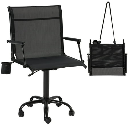 Bezliving Rolling Swivel Hunting Chair with Caster Wheels Five-Star Base Mesh Back