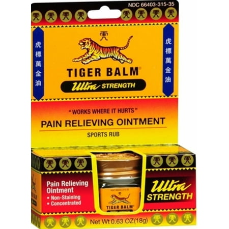 Tiger Balm Ultra Strength Pain Relieving Ointment Sports Rub, .63oz, 4-Pack