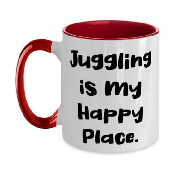 New Juggling, Juggling is My Happy Place, Holiday Two Tone 11oz Mug For Juggling