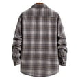 thumbnail image 4 of Ketyyh-chn99 Men's Polo Shirts Men's and Big Men's Long Sleeve Relaxed Fit Flannel Shirt Fall Coat Grey,M, 4 of 5