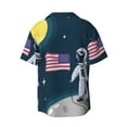 thumbnail image 4 of Goofa Astronaut With USA Flag Printed Men's Casual Short-sleeved Shirt,Lightweight Breathable Button-down,Summer Casual men's top,Versatile Fashion shirt-Large, 4 of 7