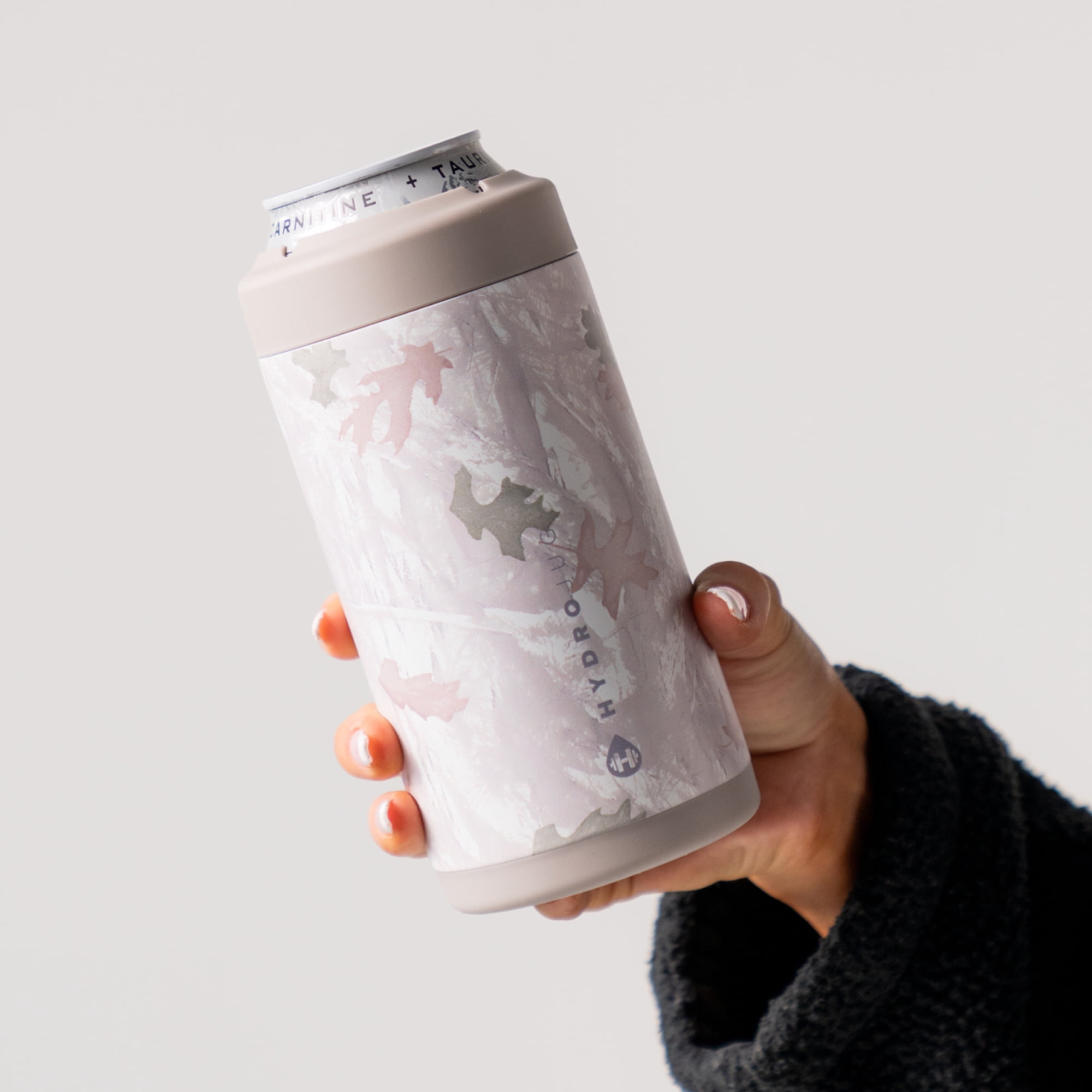 HydroJug Can Cooler - Standard 2-in-1 Insulated Can Cooler Cup 16oz - Stainless Steel, Non-Slip Rubber Base, Screw-Top Lid - Camo