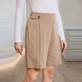 thumbnail image 7 of SwiftWear Women's Summer Casual Dressy Pleated Shorts with Elastic Waistband & Button Front High Waisted Knee Length Shorts for Daily Office, 7 of 7