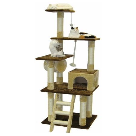 UPC: 0852438003753 | Go Pet Club Brown and Beige Cat Condo House Furniture – 67 in.