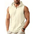 thumbnail image 2 of Men'S Workout Hooded Tank Tops Fashion Muscle Zip Up Sleeveless Hooded Slim Fit Gym Hoodie Khaki XL, 2 of 6