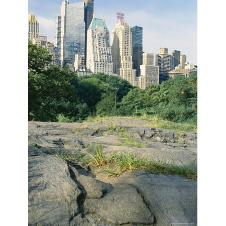 Outcrop of Manhattan Gneiss Which Forms Bedrock for Skyscrapers, Central Park, New York City, USA Print Wall Art By Tony