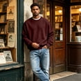 thumbnail image 6 of Domuza Men's Crewneck Sweatshirt Solid Color Classic Pullover Long Sleeve Tops, Lightweight Breathable Casual Sweatshirts, 6 of 6