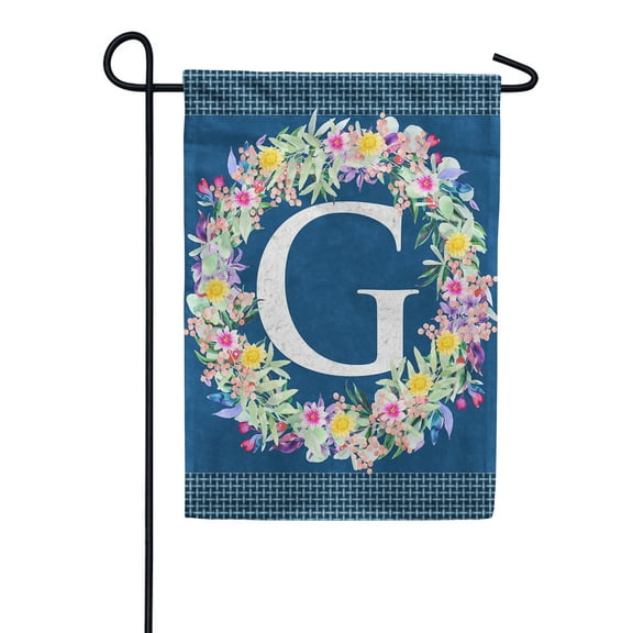 America Forever Spring Monogram Garden Flag Letter G 12.5 x 18 inches Double Sided Vertical Outdoor, Yard, Lawn, Beautiful Flowers, Floral Wreath, Summer Flower Garden Flag