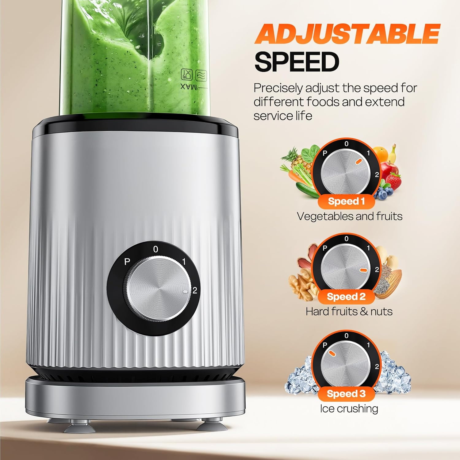 Mountain Country Soap Smoothie Blender, 450W Personal Blender for Kitchen and Blend Shakes,Smoothies,Frozen Drinks, Baby Food with 2 No-BPA Portable Cups-Silver