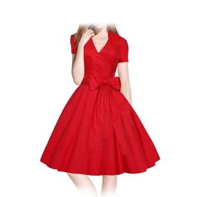 Women Vintage Dress 1950s 1960S Swing Retro Casual Kenya