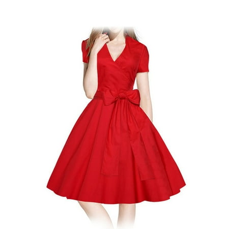 Women Vintage Dress 1950s 1960S Swing Retro Casual Office Bridesmaid  Knee-length Fashion Chinese Style Dress for Xmas Evening Party Ball Spring Summer Autumn Winter US Size 2-6-8-10-12-14