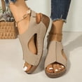 thumbnail image 4 of HTHLVMD Strap Sandals for Women, Plus Size Women's Hook & Loop Sandals - Platform Beach Wedges With Breathable Cut-Out Design & Non-Slip Stitched Seams, Wide Width Orthopedic Summer Shoes, Beige 5, 4 of 6