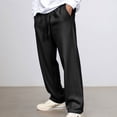 thumbnail image 2 of IWRICH Men's Wide Leg Sweatpants Baggy Drawstring High Waisted Joggers Lounge Sweat Pants with Pockets Black M, 2 of 4