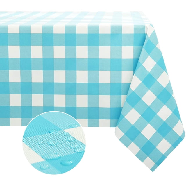 Vinyl Table Cloth, Oil-Proof Spill-Proof 100% Waterproof PVC Square Tablecloth, Wipeable Plastic Table Cover for Outdoor, Picnic, Camping