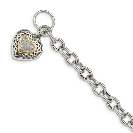 Roy Rose Jewelry Shey Couture Collection Sterling Silver with 14K Yellow Gold 0.10-Carat Diamond Bracelet 7.25'' Length