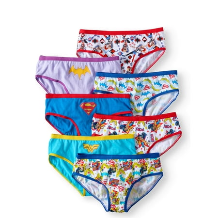DC Superhero Girls, Girls Underwear, 7 Pack Panties Sizes 4 - 8