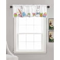 thumbnail image 3 of Easter Linen Curtain Valance for Bedroom/Bathroom/Kitchen/Office/Living/Dining Room Window,Cartoon White Rabbit Rainbow Easter Egg Carrot White Rod Pocket Topper Decorative Cafe Drapes Panel 54"x18", 3 of 6