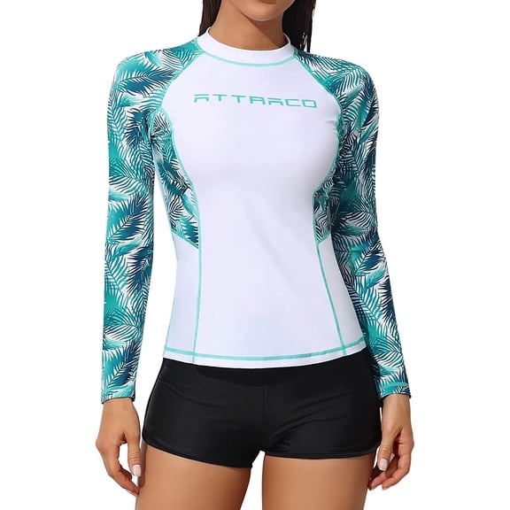 Women Quick Dry Athletic Floral Printed Rush Guard Sun Protection UPF 50 Long Sleeve Shirt