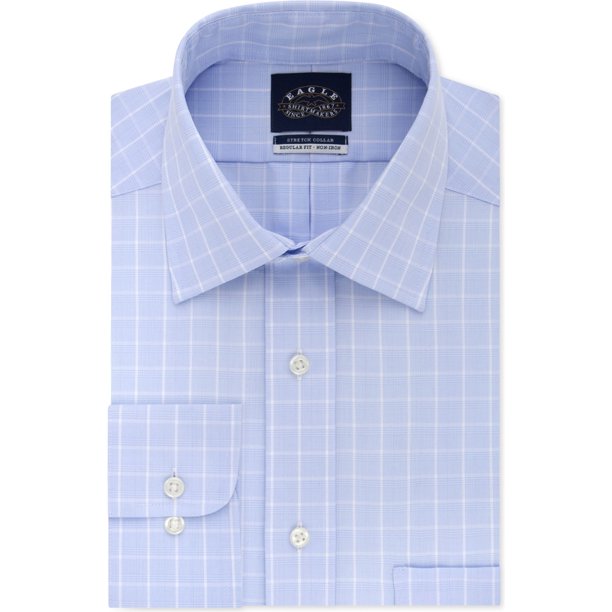 Eagle - Camisa de vestir con botones y cuello flexible sin planchado para hombre azul polvo 16