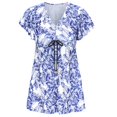 thumbnail image 2 of Gibobby Conjunto de Bañador Sexy Traje de baño dividido de mujer conservadora con estampado delgado(Azul,CH), 2 of 4