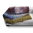 thumbnail image 3 of Nature Soft Flannel Fleece Blanket, Sky with Electrical Storm Rays Powerful Effect on Earth Rural Landscape Print, Cozy Plush for Indoor and Outdoor Use, 50" x 70", Green Pink Blue, by Ambesonne, 3 of 6