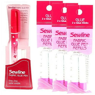 Bundle of Sewline Fabric Glue Pens Blue, and Fabric Glue Pen Refill 2-Packs Blue 1 Pen, 3 2-Pack Refills